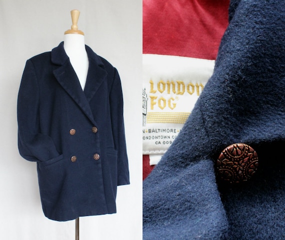 Vintage London Fog Boiled Wool Coat/Blue Oversized