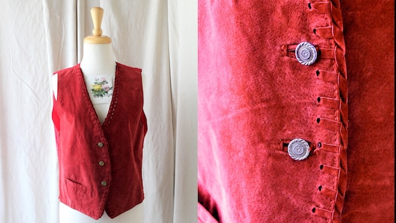 Red Suede Waistcoat/90s Festival Waistcoat