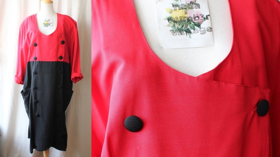 Double Breasted 80s Secretary Dress/Plus Size Vint
