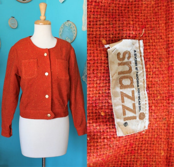 Rusty Orange Blazer Femme/Wool Shirt Jacket/Rustic