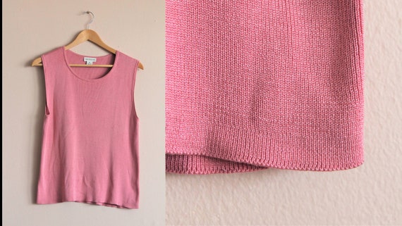 Pink Silk Tank Top/Vintage Silk Top XL