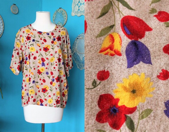Red Purple & Yellow 90s Grunge Top/Grunge Aestheti