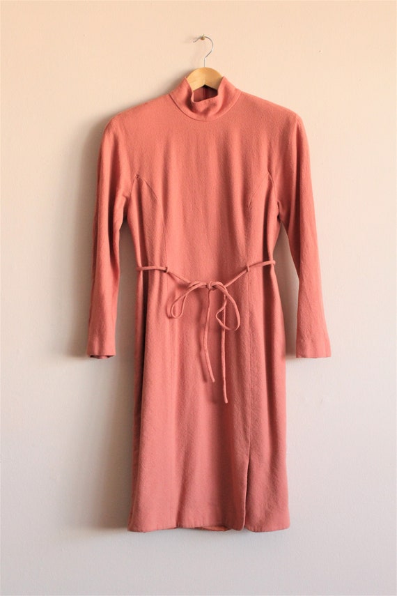 Burnt Orange Dress/Wool Mod Dress Vintage/Orange V