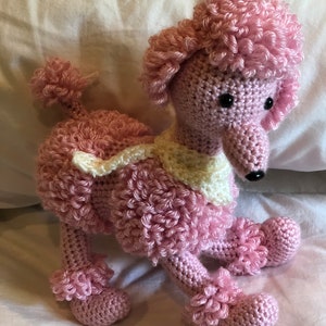 Crochet poodle puppy plushie toy for kids of all ages. Small and large  sizes available. (Deafblind artist, see bio.)
