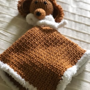 Crochet goldendoodle puppy lovey/security blanket for babies and toddlers. (Deafblind artist, see bio).