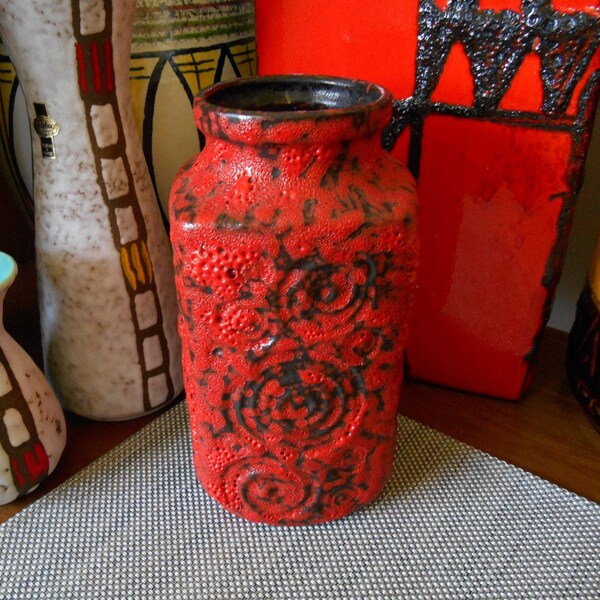 vase Scheurich vintage des années 1960, poterie ouest-allemande, lave grasse pour le salon, la salle à manger, la cuisine, le bar ou le bureau, rétro abstrait moderne du milieu du siècle