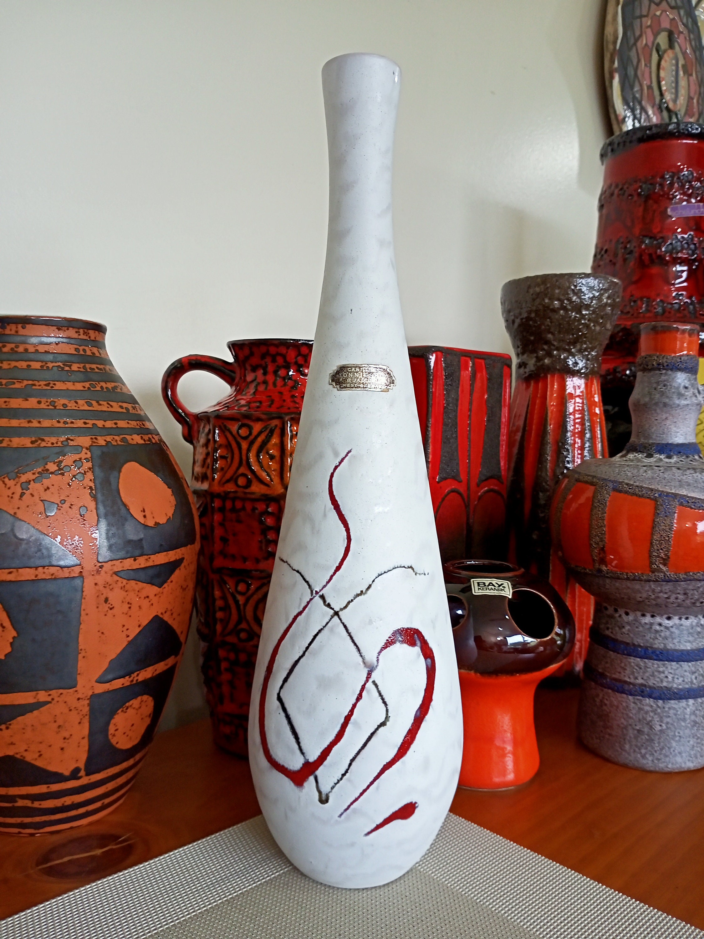 Vintage 1960's Carstens Ceramic Vase, West German Fat Lava Pottery