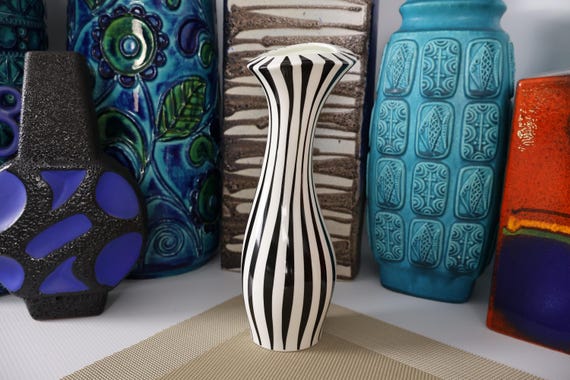 Vintage Black and White Vase, Retro Abstract Design by Paloma Picasso Villeroy and Boch
