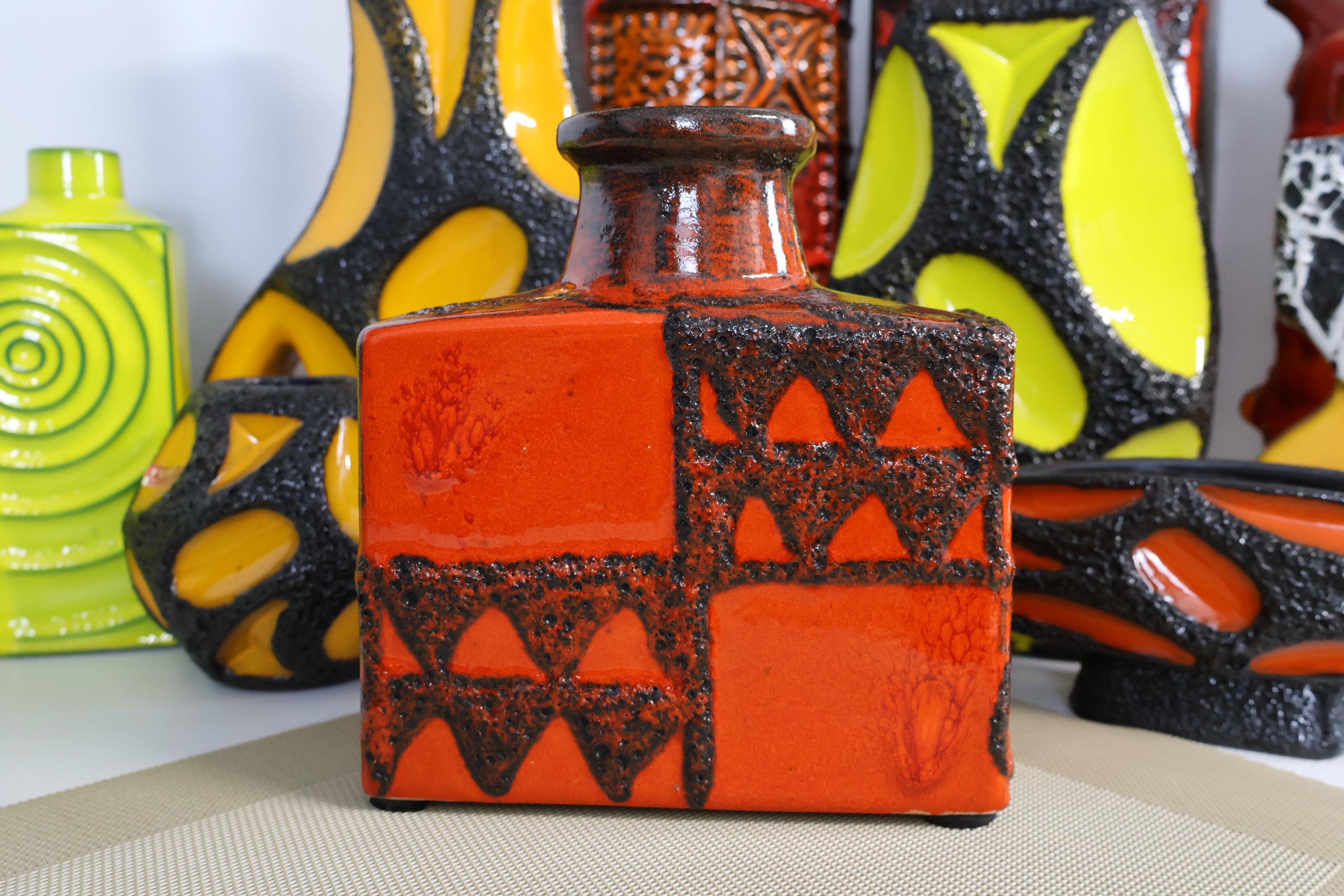 Vintage 1970's Scheurich Vase, West German Fat Lava Pottery, Retro