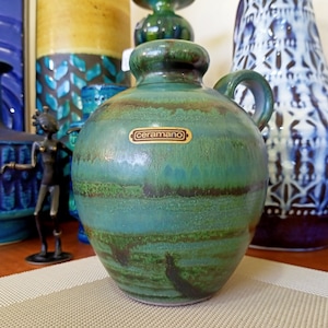 A vintage 1960&#39;s Ceramano vase, West German pottery, fat lava for your lounge dining kitchen or office , retro abstract mid century modern