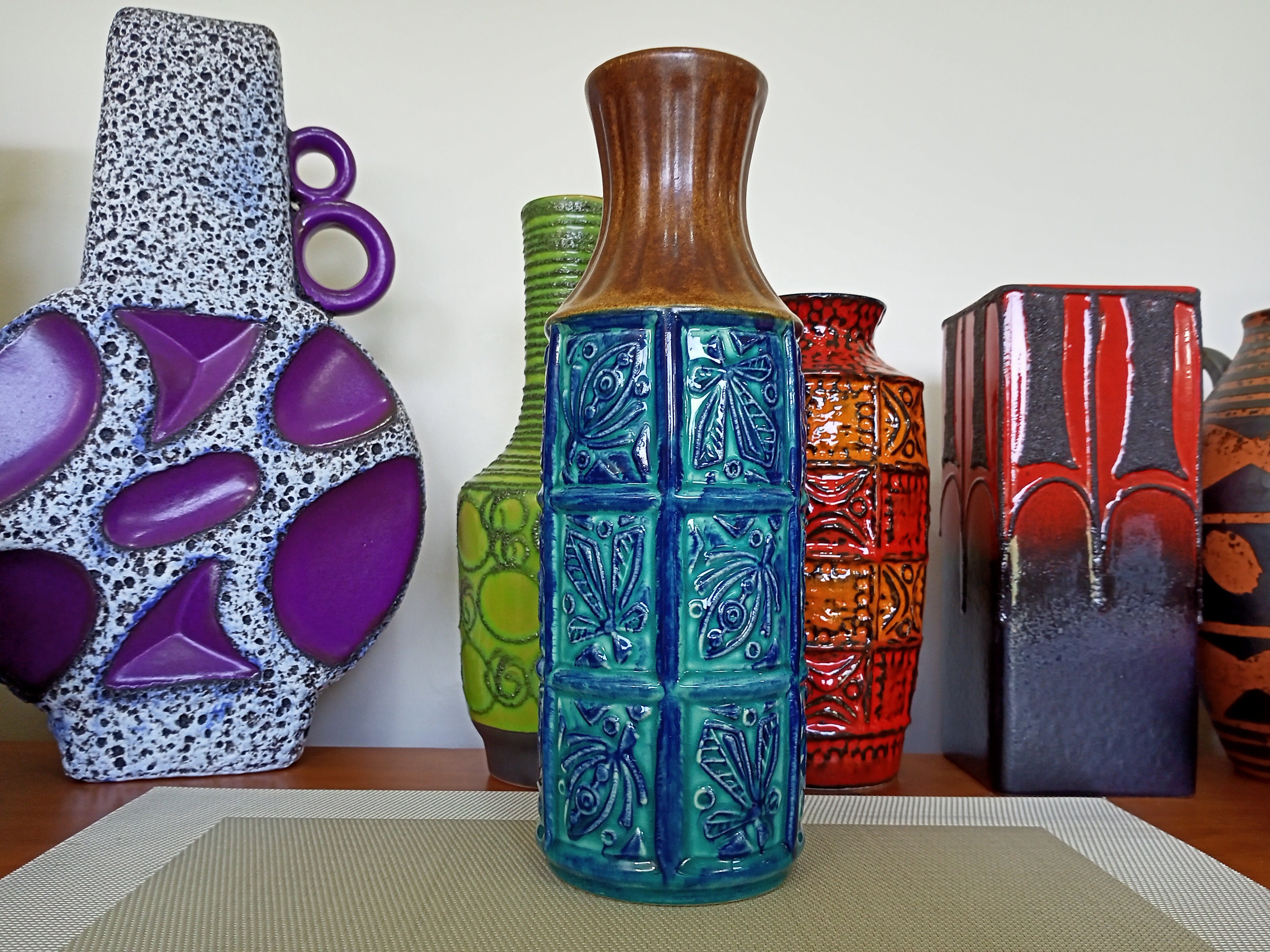 Vintage 1960's Vase, West German Fat Lava Pottery, Retro Mid