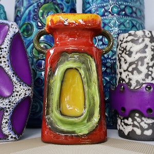 Vintage 1960's Vase, West German Fat Lava Pottery, Retro Mid