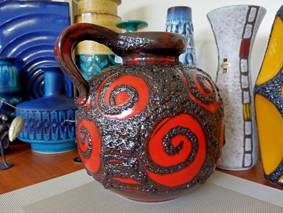 Vintage 1960's Scheurich Ceramic Vase, West German Fat Lava