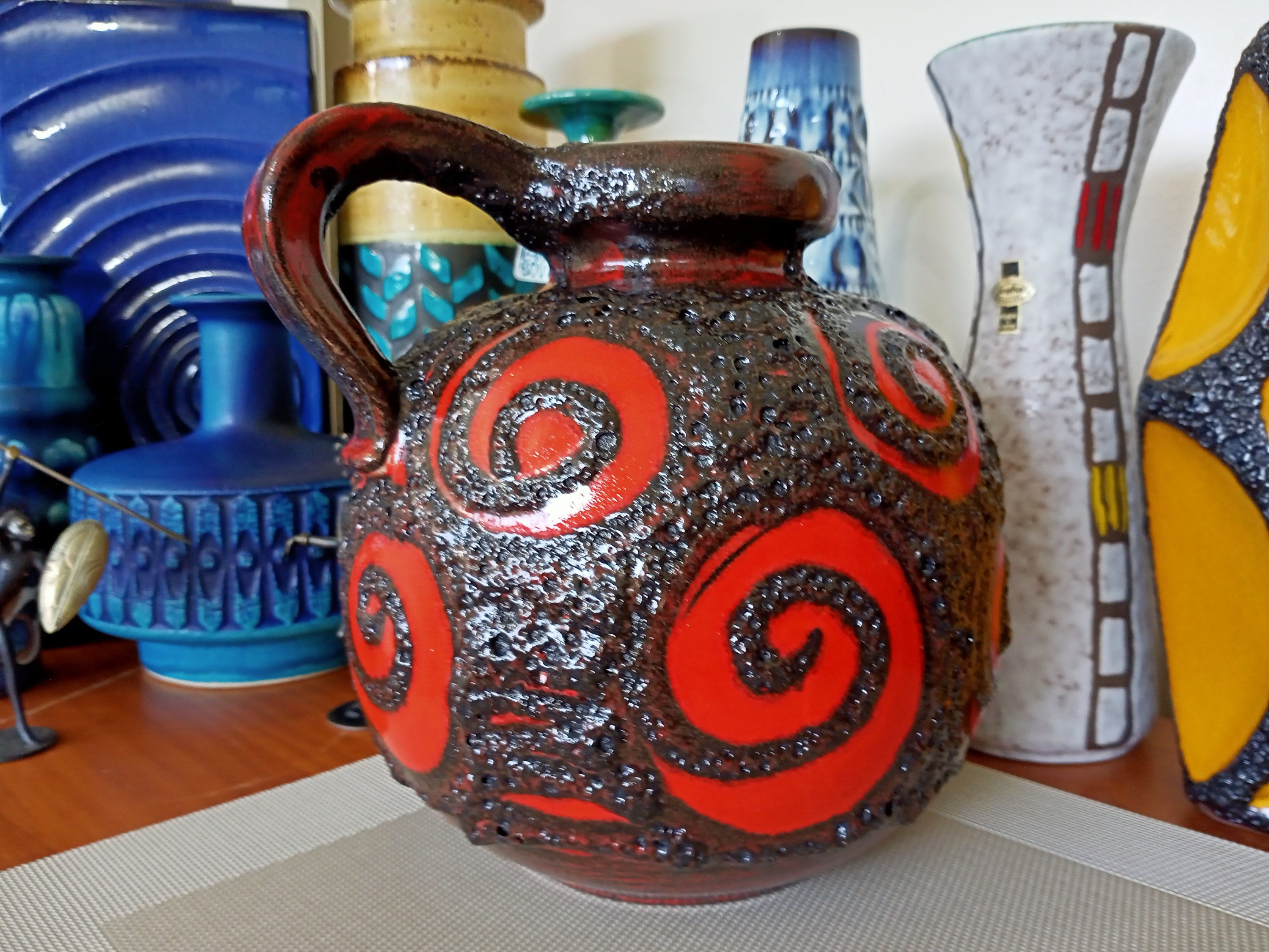Vintage 1960's Scheurich Ceramic Vase, West German Fat Lava