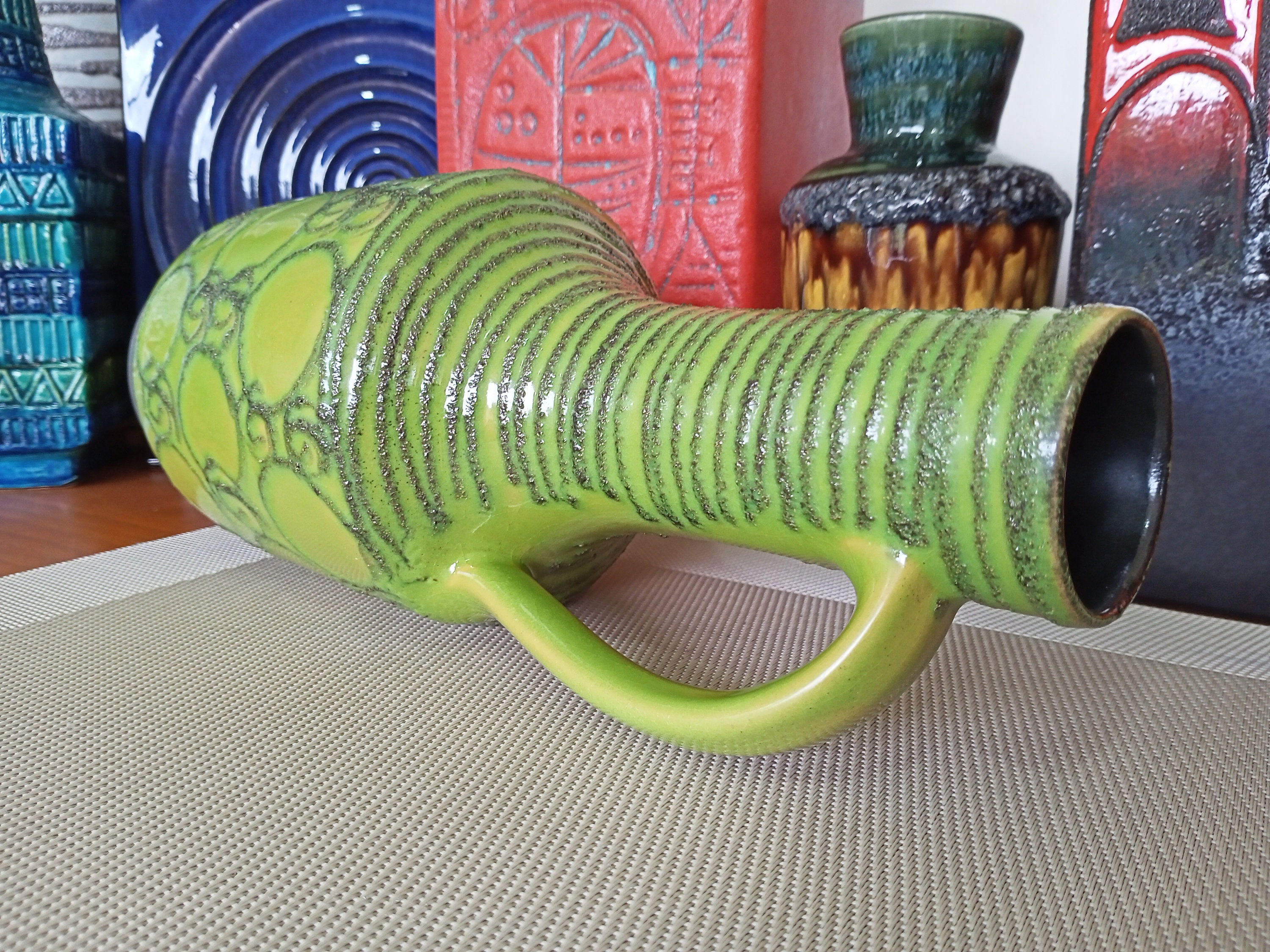 Vintage 1960's Vase, East German Fat Lava Pottery, Retro Abstract