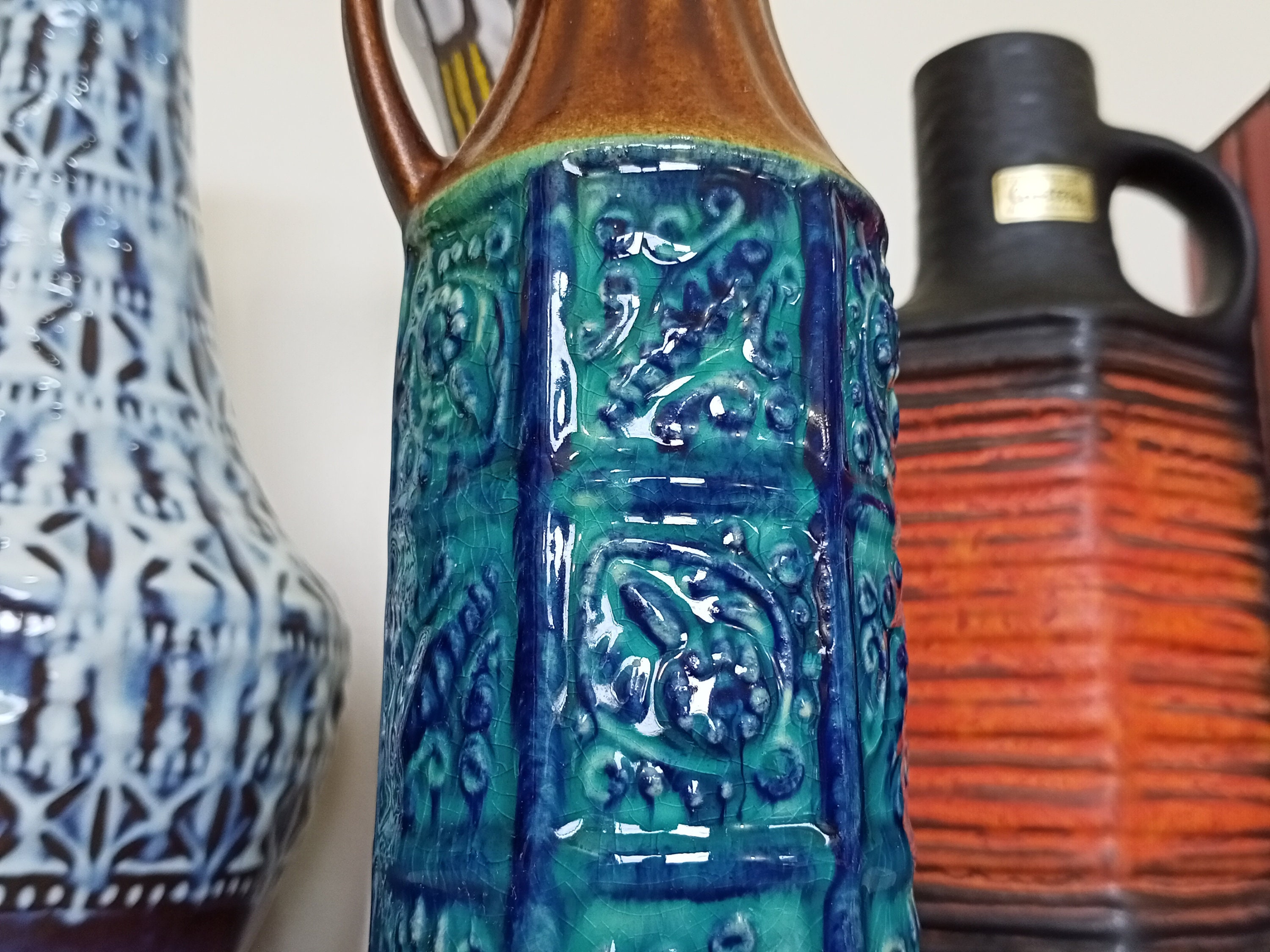 Vintage 1960's Bay Keramik Vase, West German Fat Lava Pottery