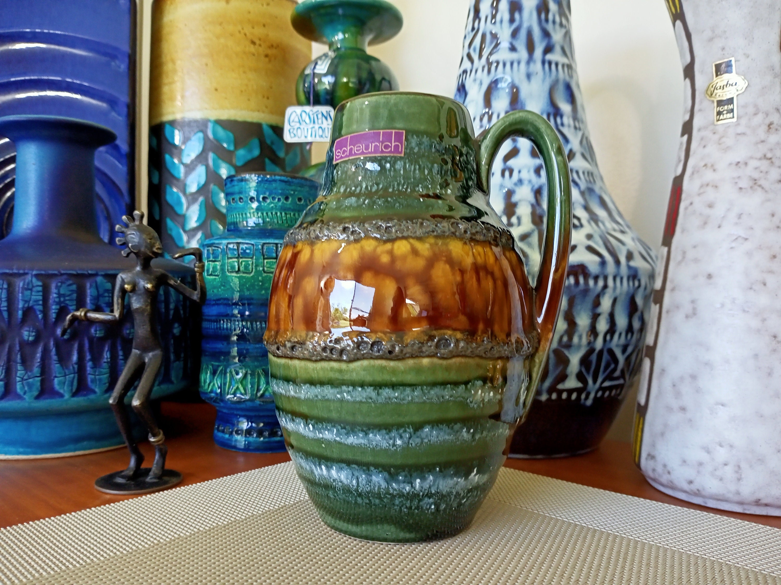 1960 年代のヴィンテージ Scheurich 花瓶、西ドイツの溶岩陶器、レトロ