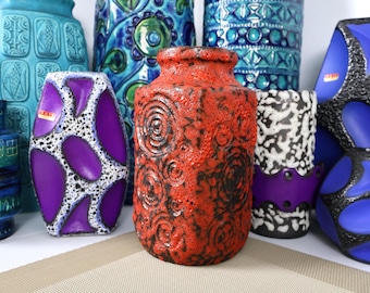 Vintage 1960's Scheurich Vase, West German Fat Lava Pottery, Retro