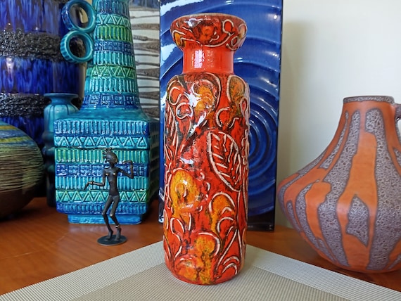 Vintage 1960's Bay Keramik Vase, West German Fat Lava Pottery