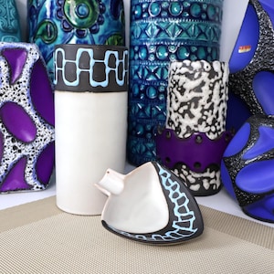 Jarrón vintage Carstens de los años 60, cerámica de lava gruesa de Alemania Occidental, estilo retro moderno de mediados de siglo MCM