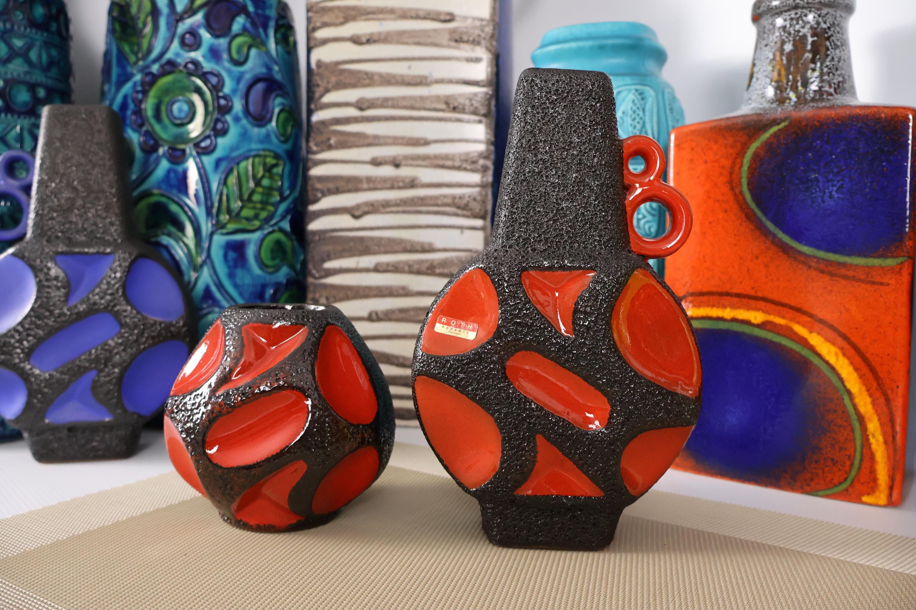 FAT LAVA 花瓶　【ROTH KERAMIK】 Vintage 1970's Roth Keramik Vases, West German Fat Lava Pottery