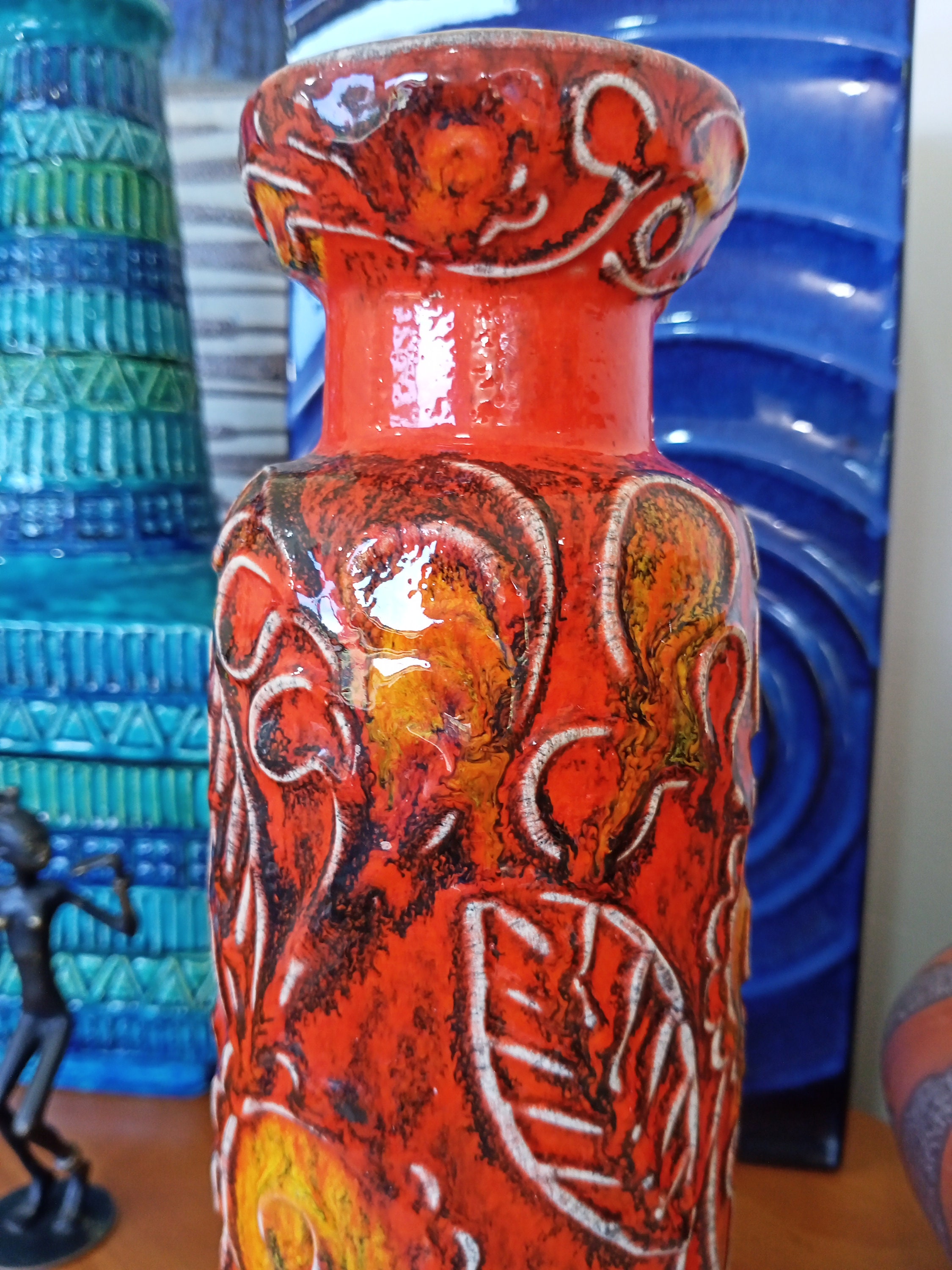 Vintage 1960's Bay Keramik Vase, West German Fat Lava Pottery