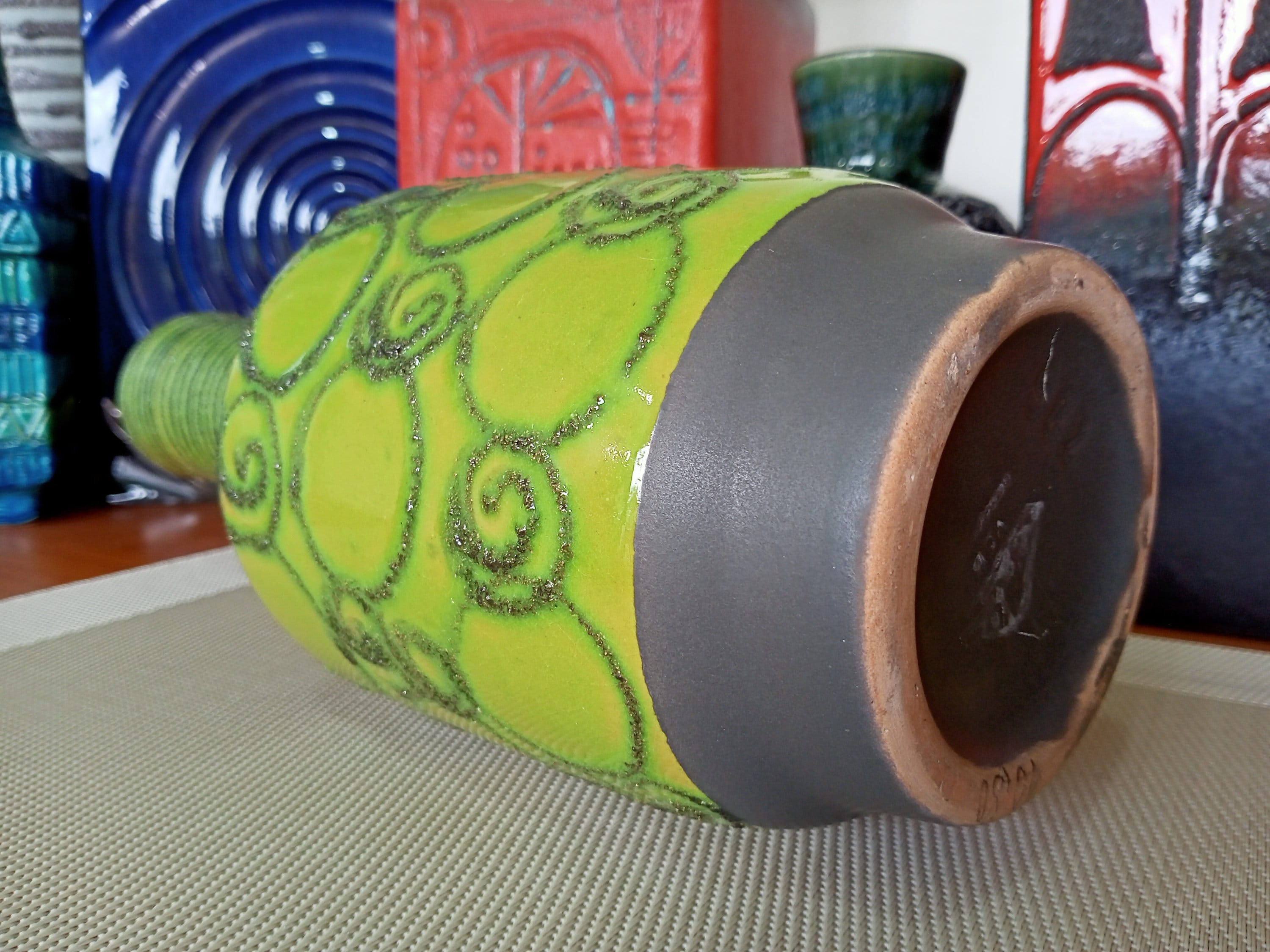 Vintage 1960's Vase, East German Fat Lava Pottery, Retro Abstract