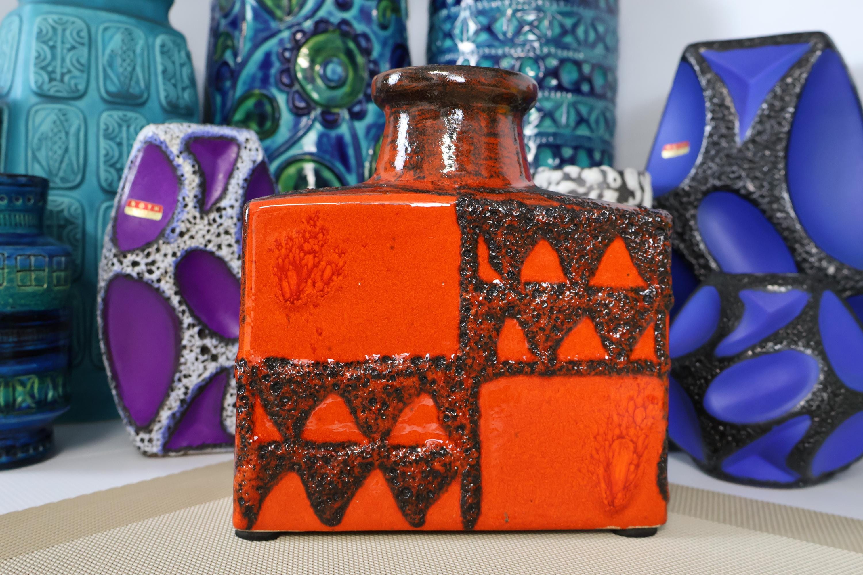 Vintage 1970's Scheurich Vase, West German Fat Lava Pottery, Retro