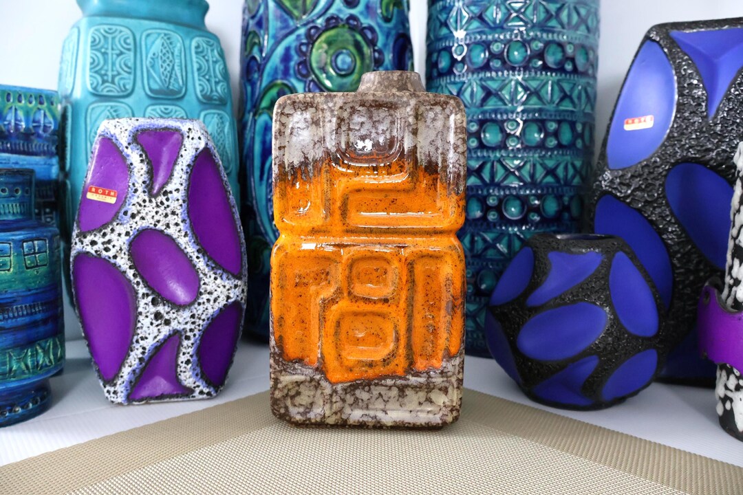 Vintage 1960's Vase, East German Fat Lava Pottery, Retro Mid