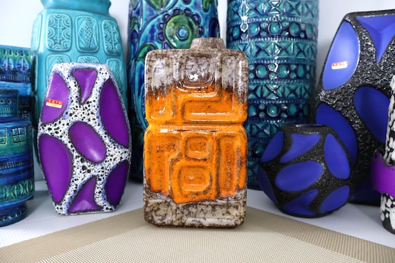Vintage 1960's Vase, East German Fat Lava Pottery, Retro Mid