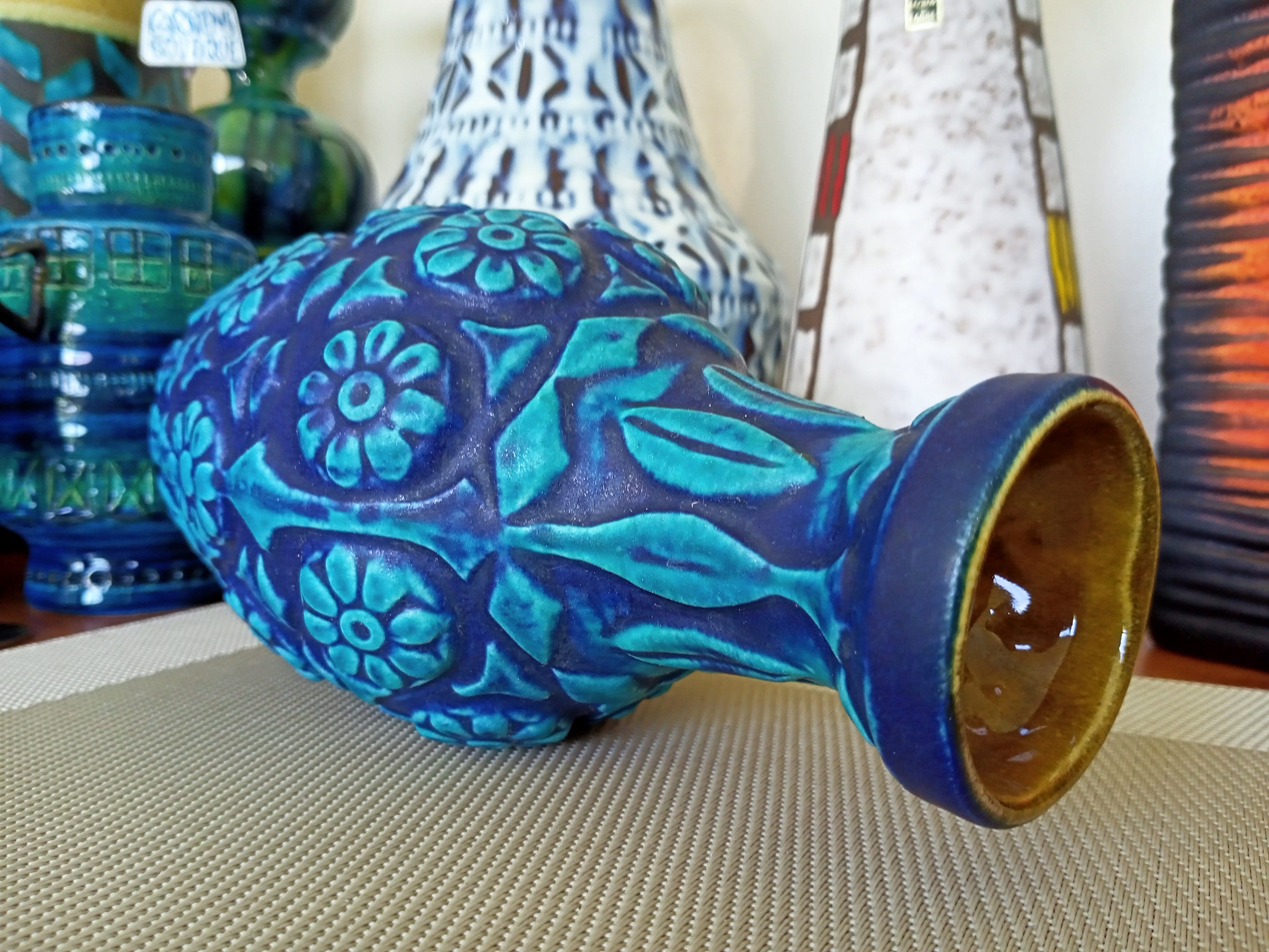 Vintage 1960's Bay Keramik Vase, West German Fat Lava Pottery