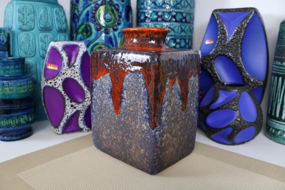 Vintage 1960's Vase, West German Fat Lava Pottery, Retro Mid