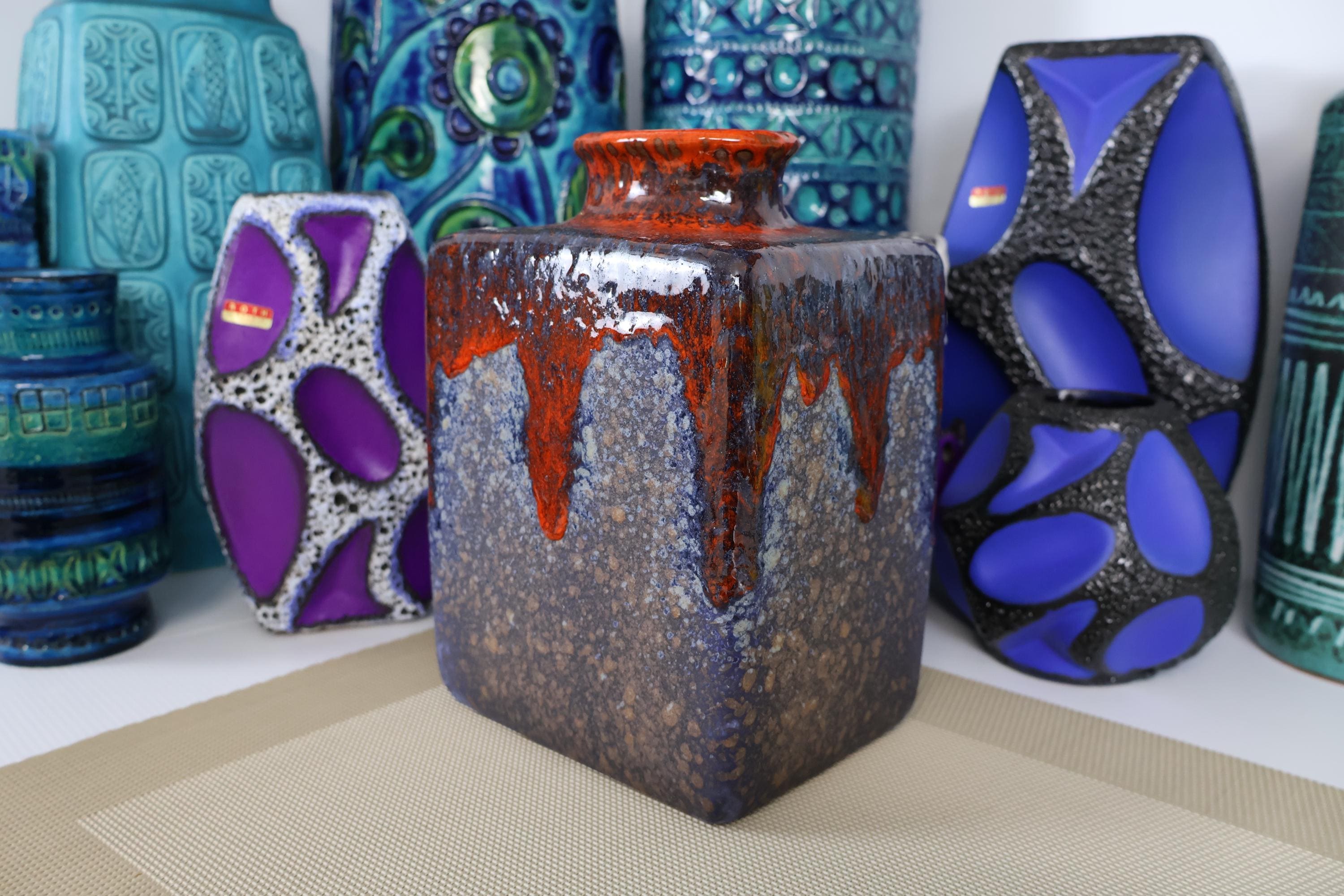 Vintage 1960's Vase, West German Fat Lava Pottery, Retro Mid