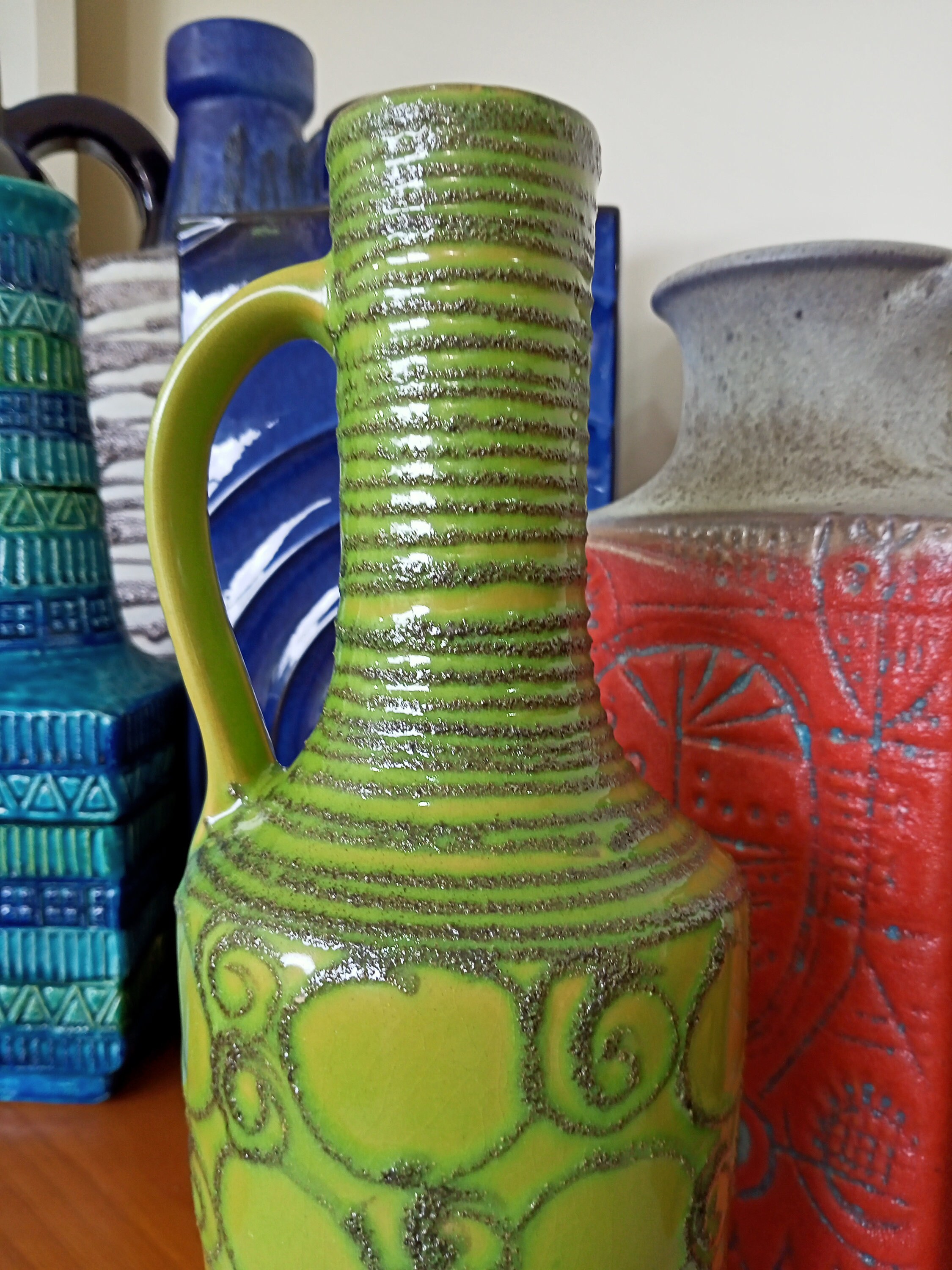 Vintage 1960's Vase, East German Fat Lava Pottery, Retro Abstract