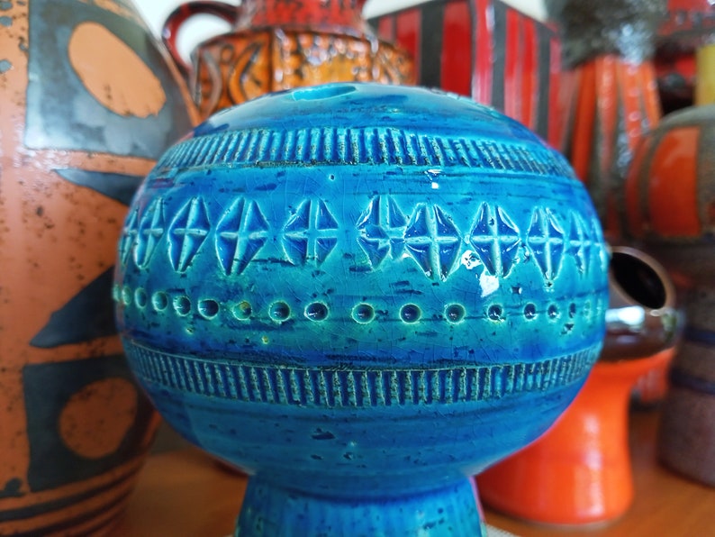 Vintage 1970's Bitossi Blue Vase, Italian Pottery,retro Abstract Mid ...