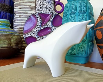 Vintage 1960's Furstenberg bull, West German pottery, fat lava era, mid century modern Taurus