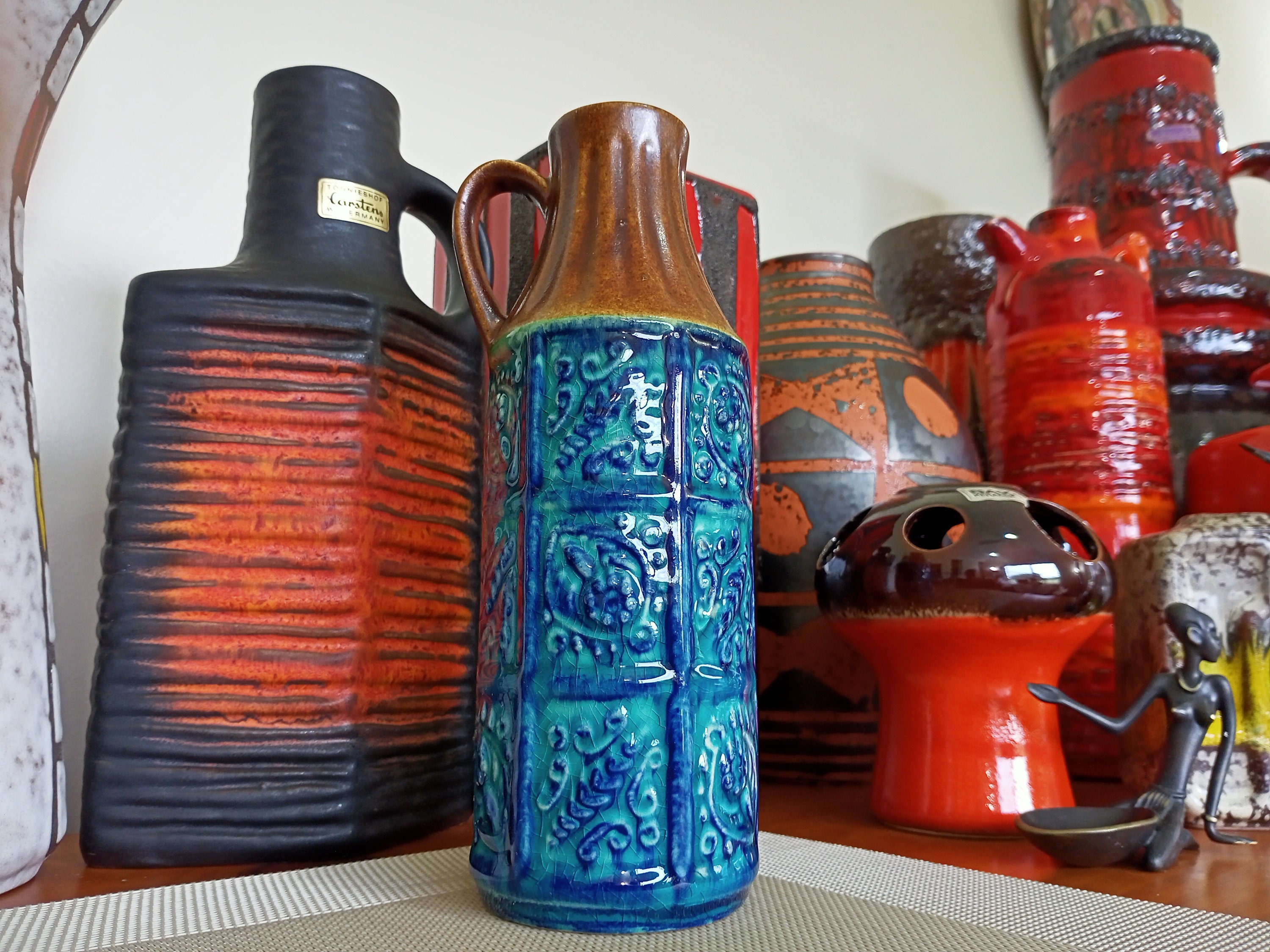 ヴィンテージ 1960 年代のベイ花瓶、西ドイツの陶器、ボヘミアン