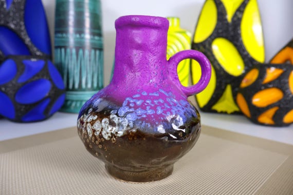 Vintage 1960's Purple Vase, West German Fat Lava Pottery, Retro