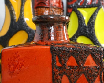 Vintage 1970's Scheurich Vase, West German Fat Lava Pottery, Retro