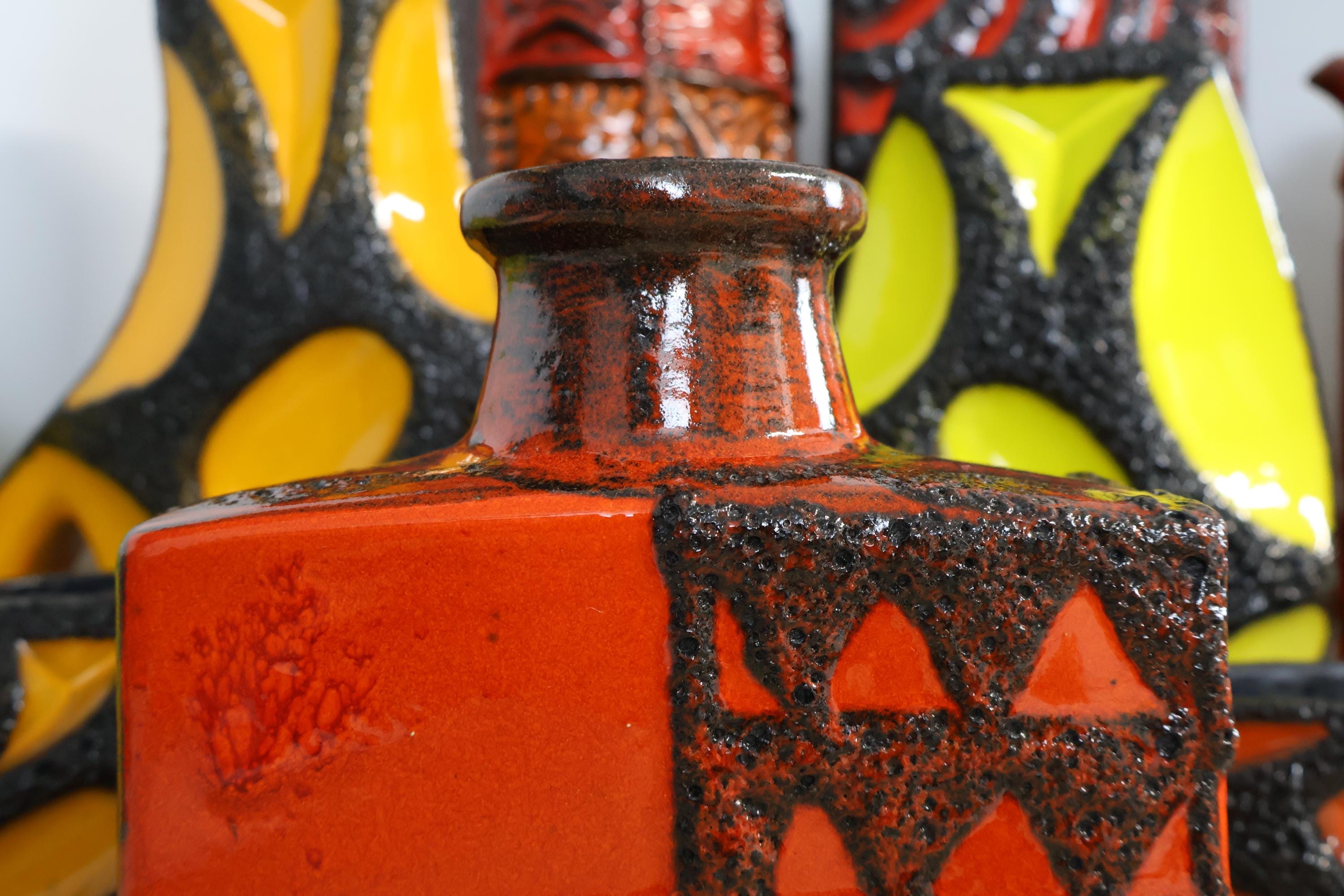 Vintage 1970's Scheurich Vase, West German Fat Lava Pottery, Retro
