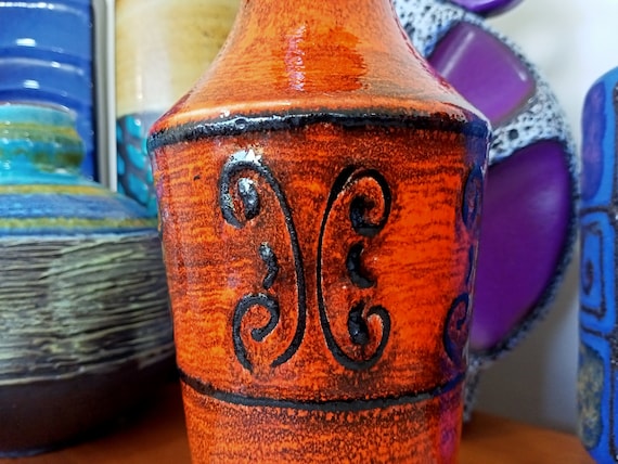 Vintage 1960's Vase, West German Fat Lava Pottery, Retro Mid