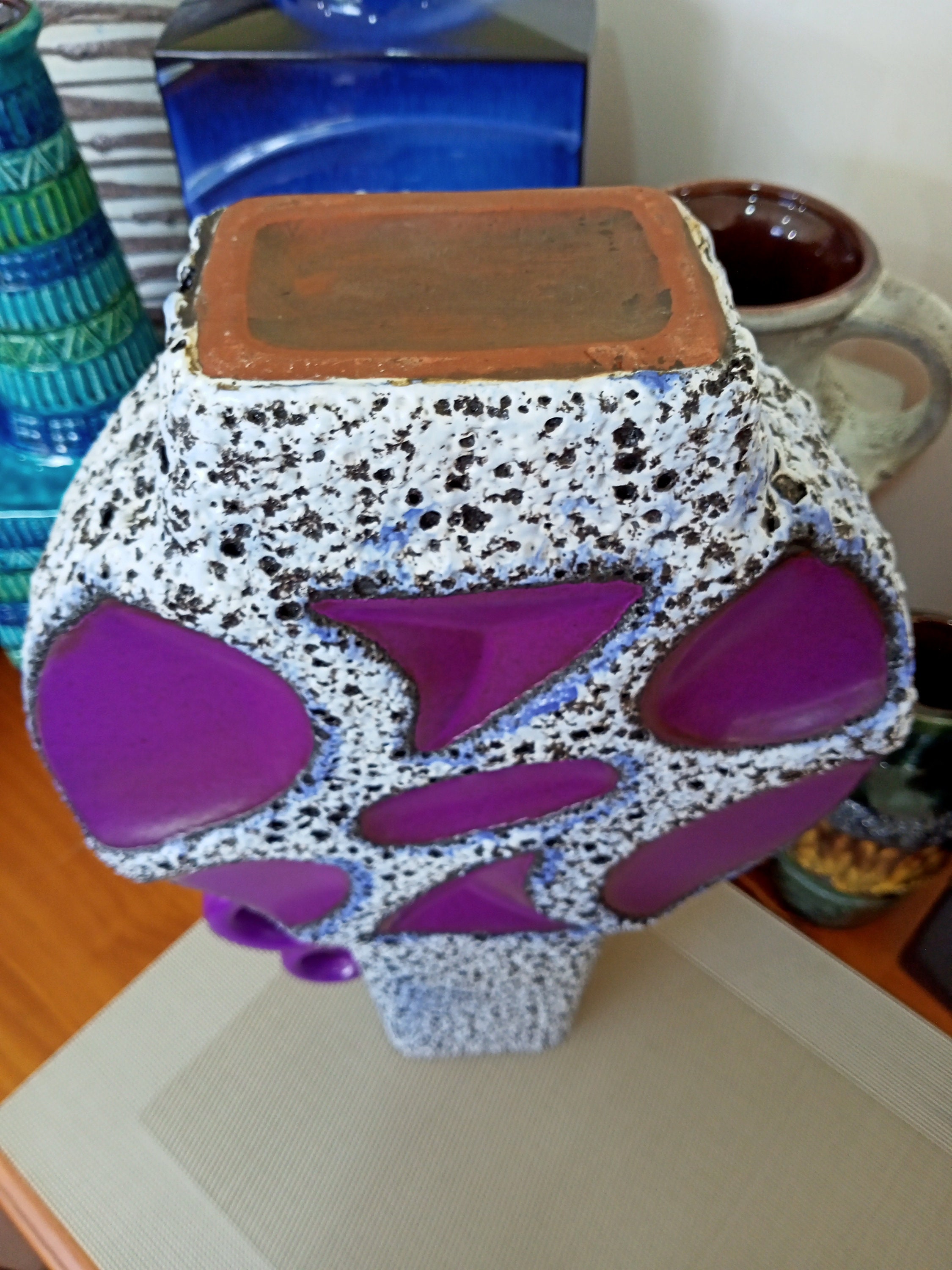 Vintage 1970's Roth Keramik Banjo Vase, Fat Lava Pottery, Retro