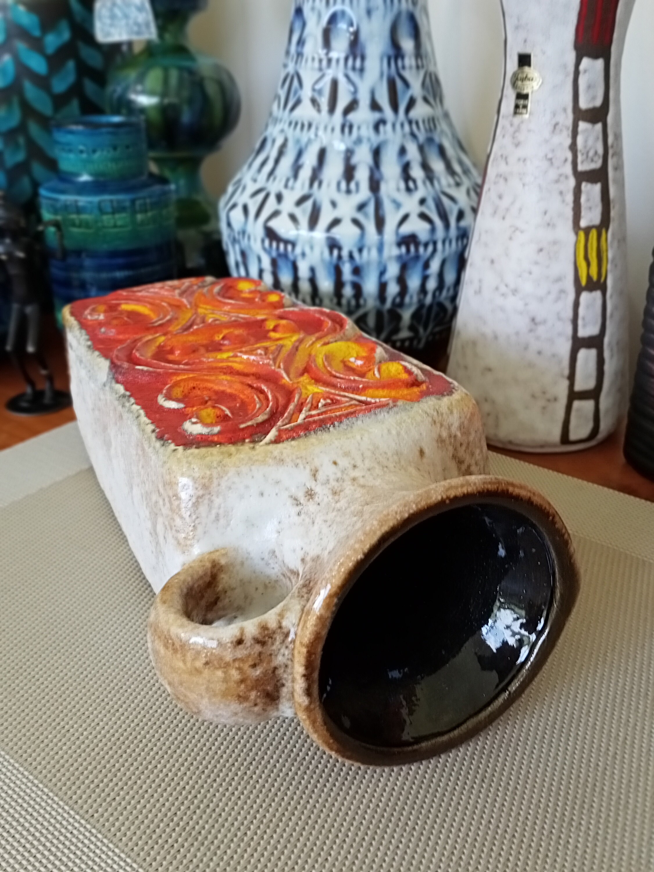 Vintage 1960's Ceramic Vase, West German Fat Lava Pottery, Retro