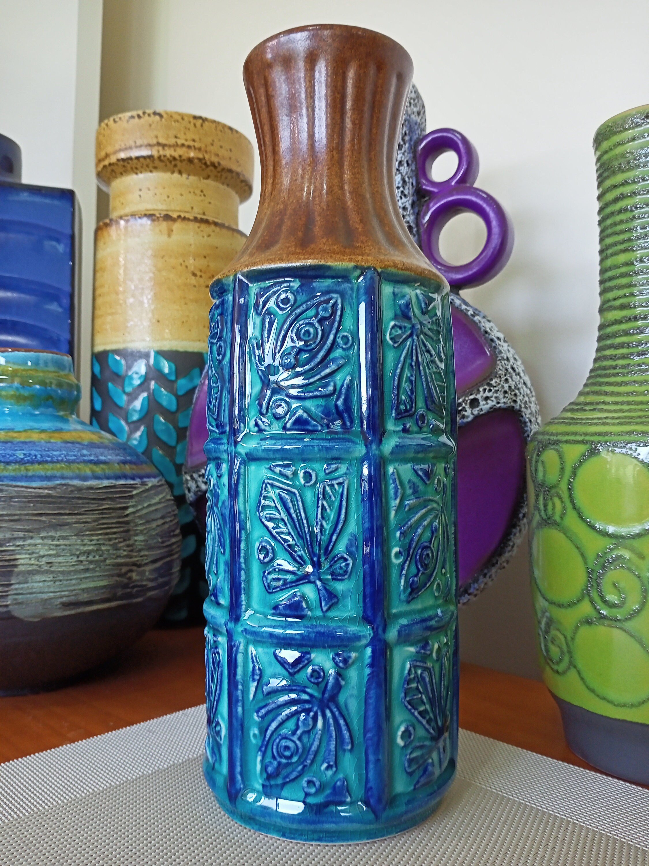 Vintage 1960's Bay Vase, West German Pottery, Fat Lava for