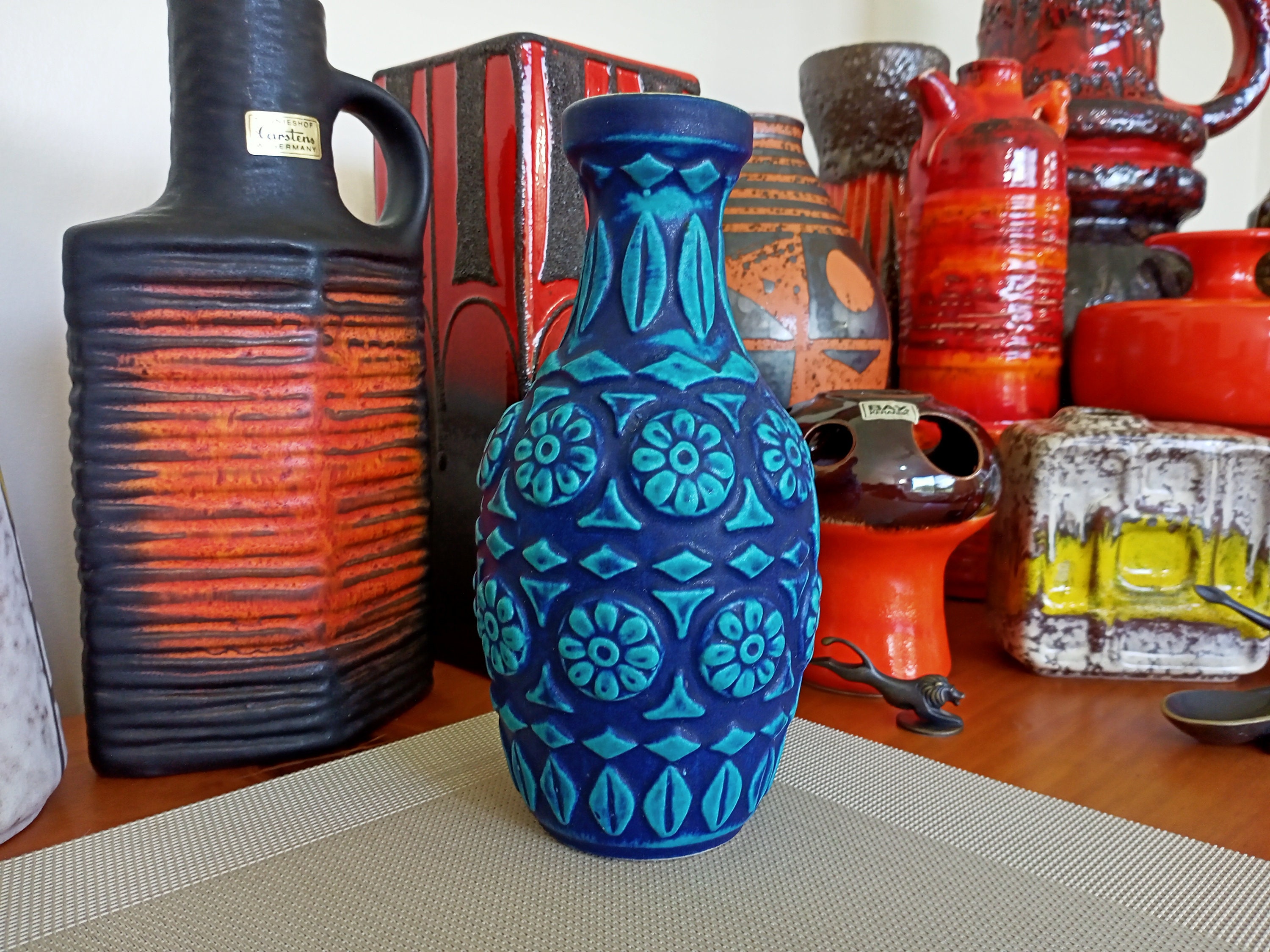 Vintage 1960's Bay Keramik Vase, West German Fat Lava Pottery