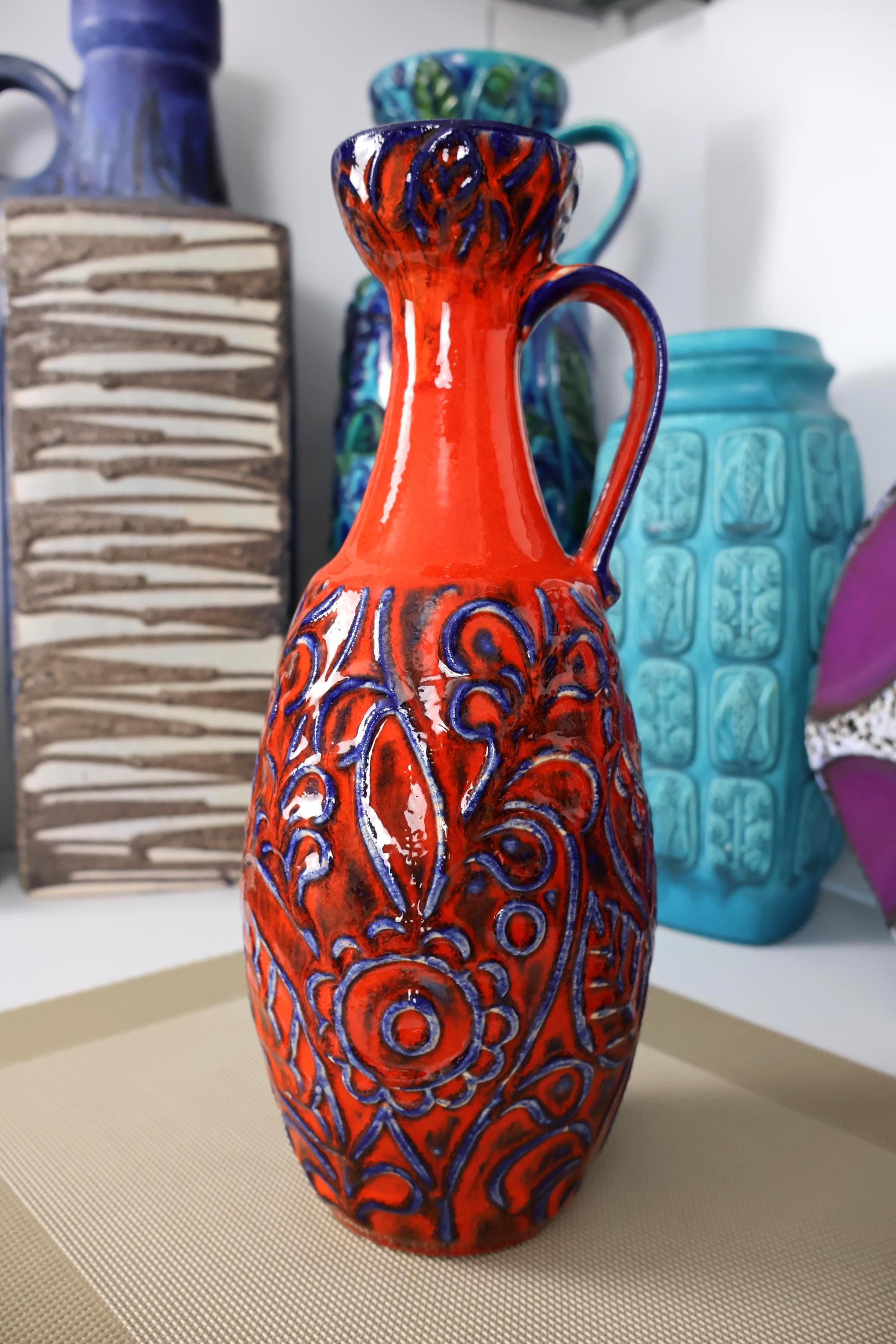 Vintage 1960's Vase, West German Fat Lava Pottery, Retro Mid Vintage 1960's Vase, West German Fat Lava Pottery, Retro Mid