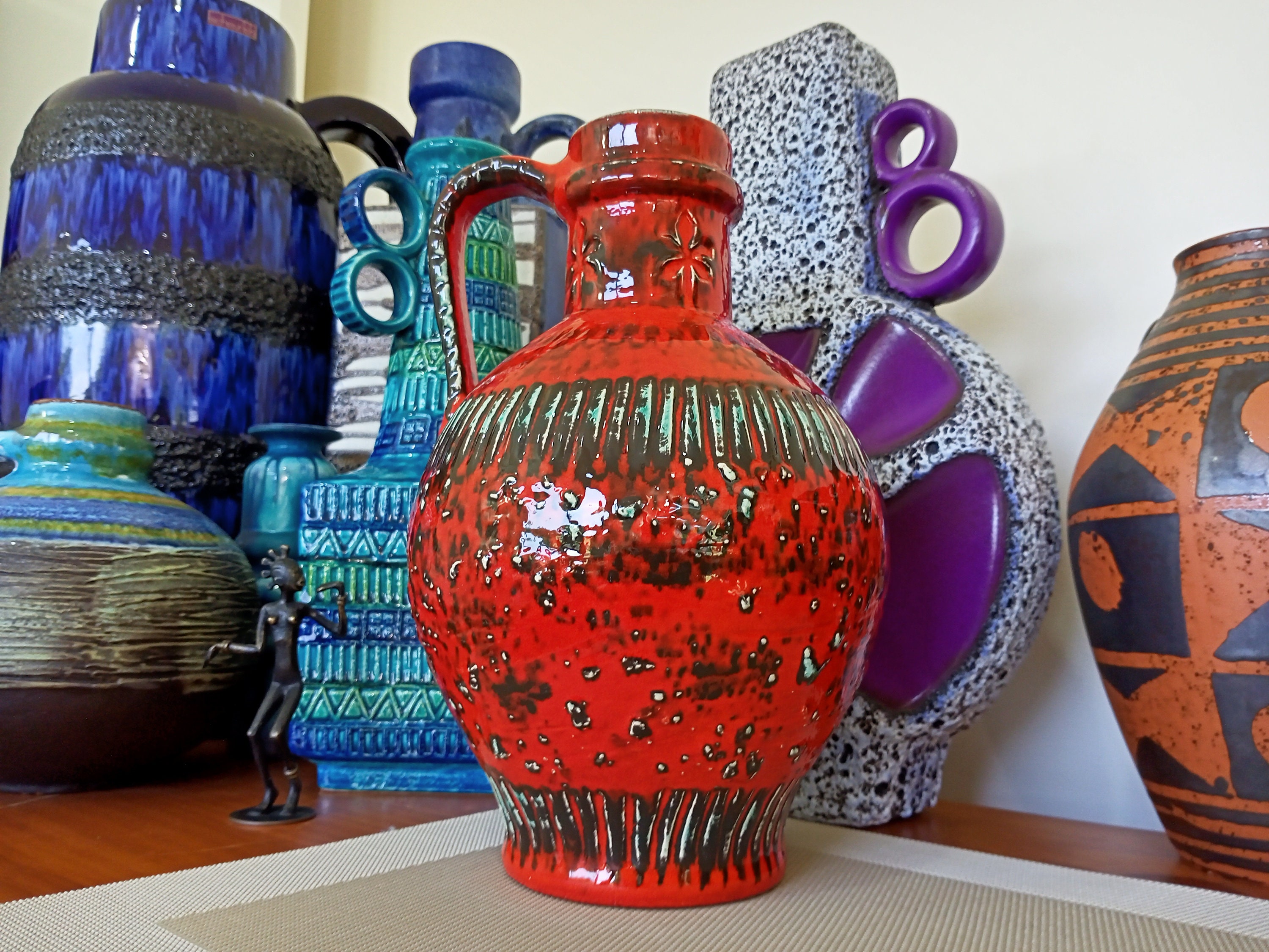 Vintage 1960's Ceramic Vase, West German Fat Lava Pottery, Retro