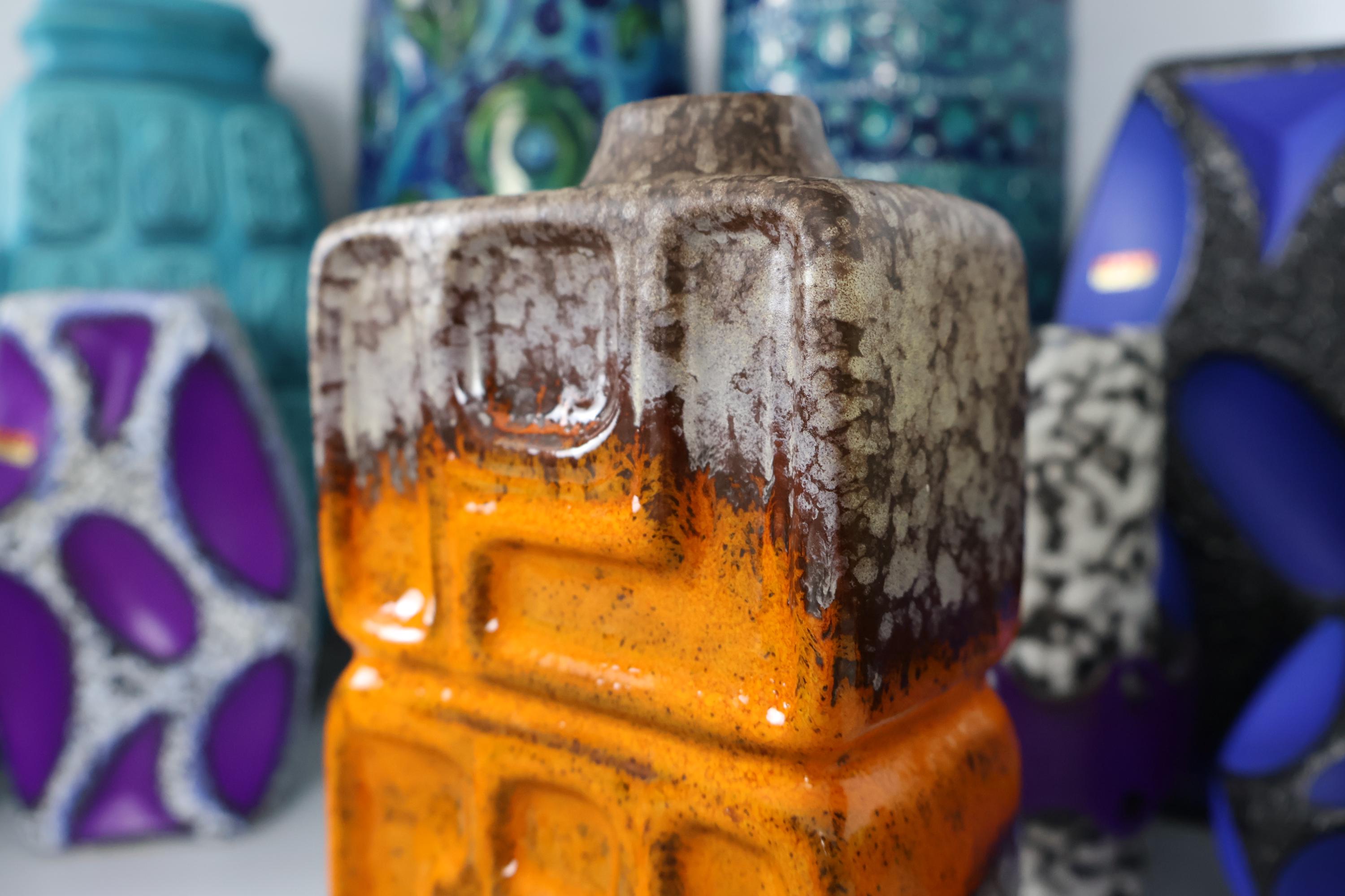 Vintage 1960's Vase, East German Fat Lava Pottery, Retro Mid