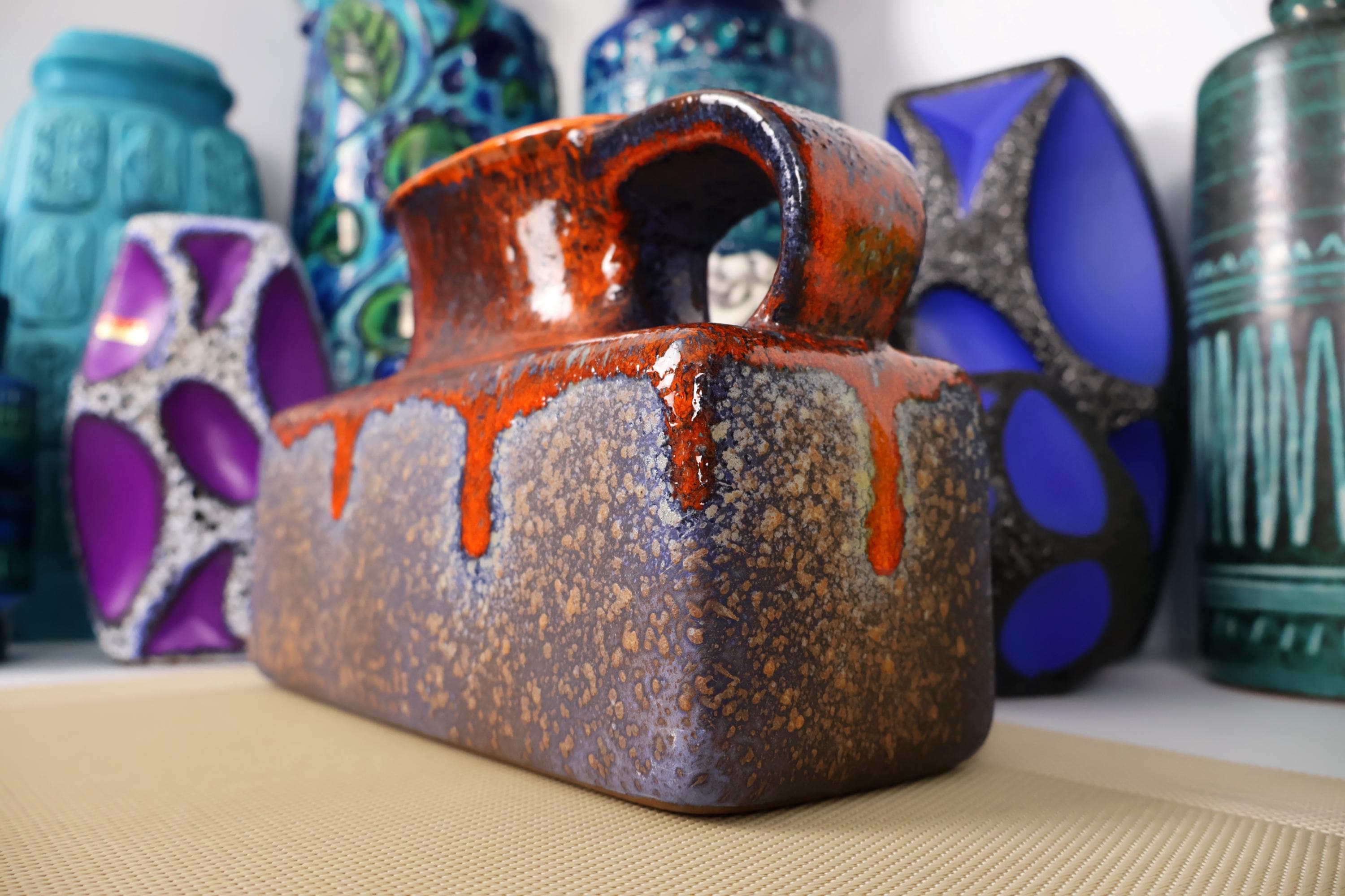 1960年代のヴィンテージ花瓶、西ドイツ製ファットラバ陶器、ミッド