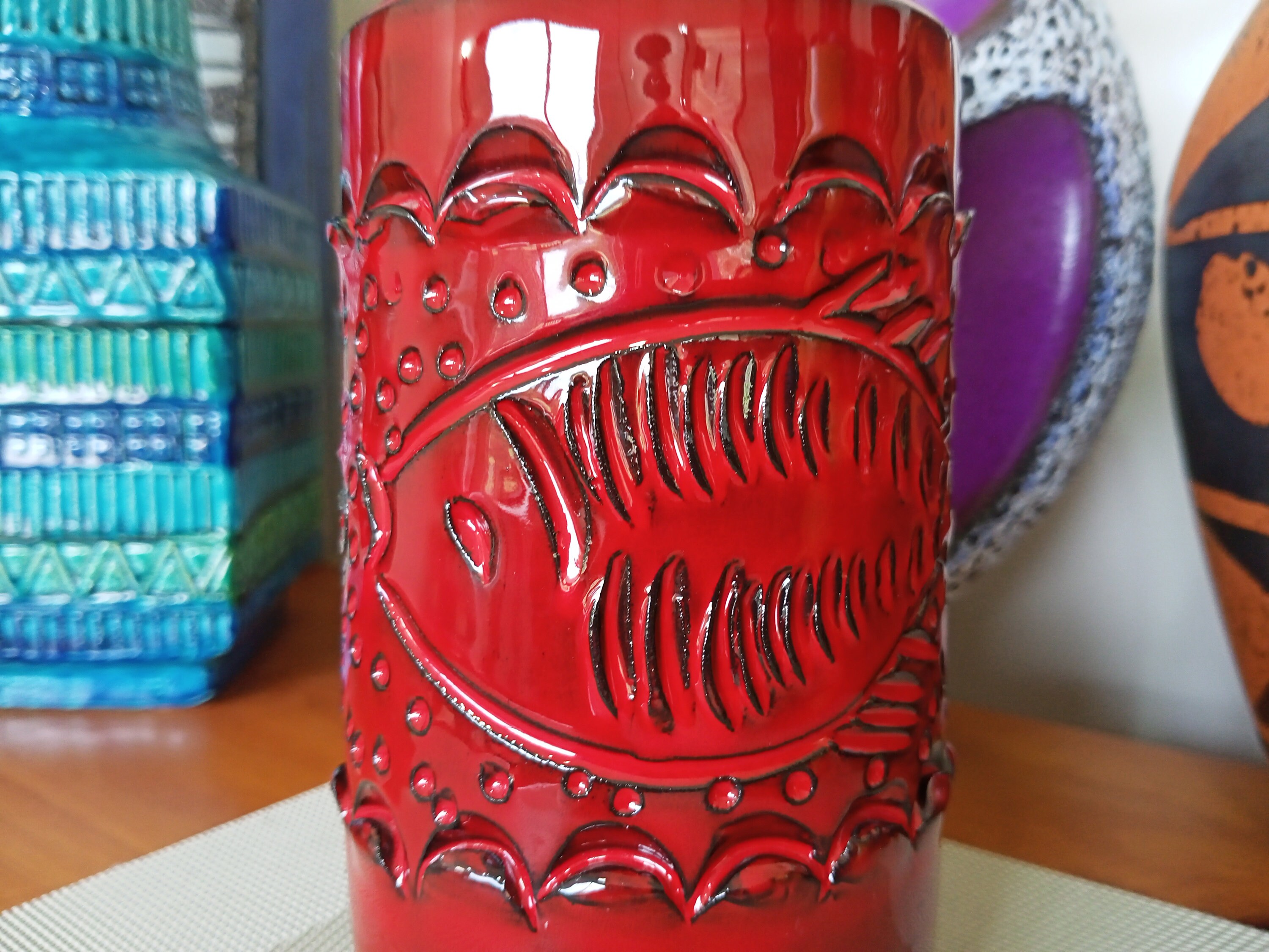 イタリア陶器　Alvino Bagni　ミッドセンチュリーデザイン Vintage 1960's Alvino Bagni Vase, Italian Pottery, Mid Century